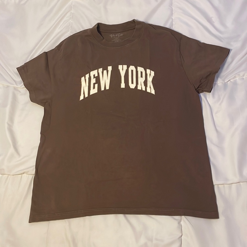 PacSun Brandy Melville John Galt New York T Shirt Brown Short Sleeve